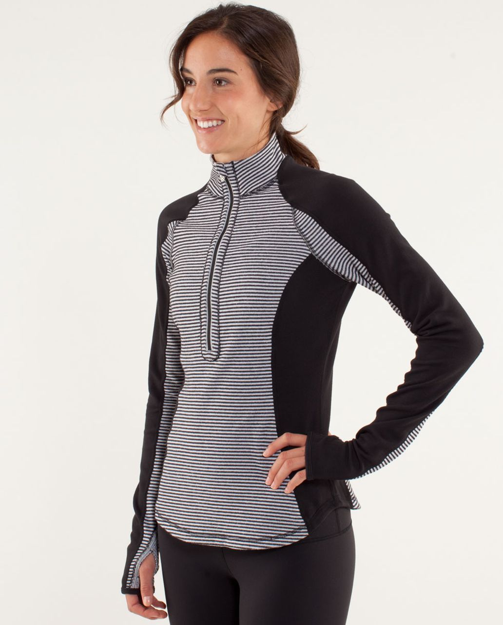 Lululemon Run: U-Turn Pullover - Mini Check Pique Black White - lulu ...