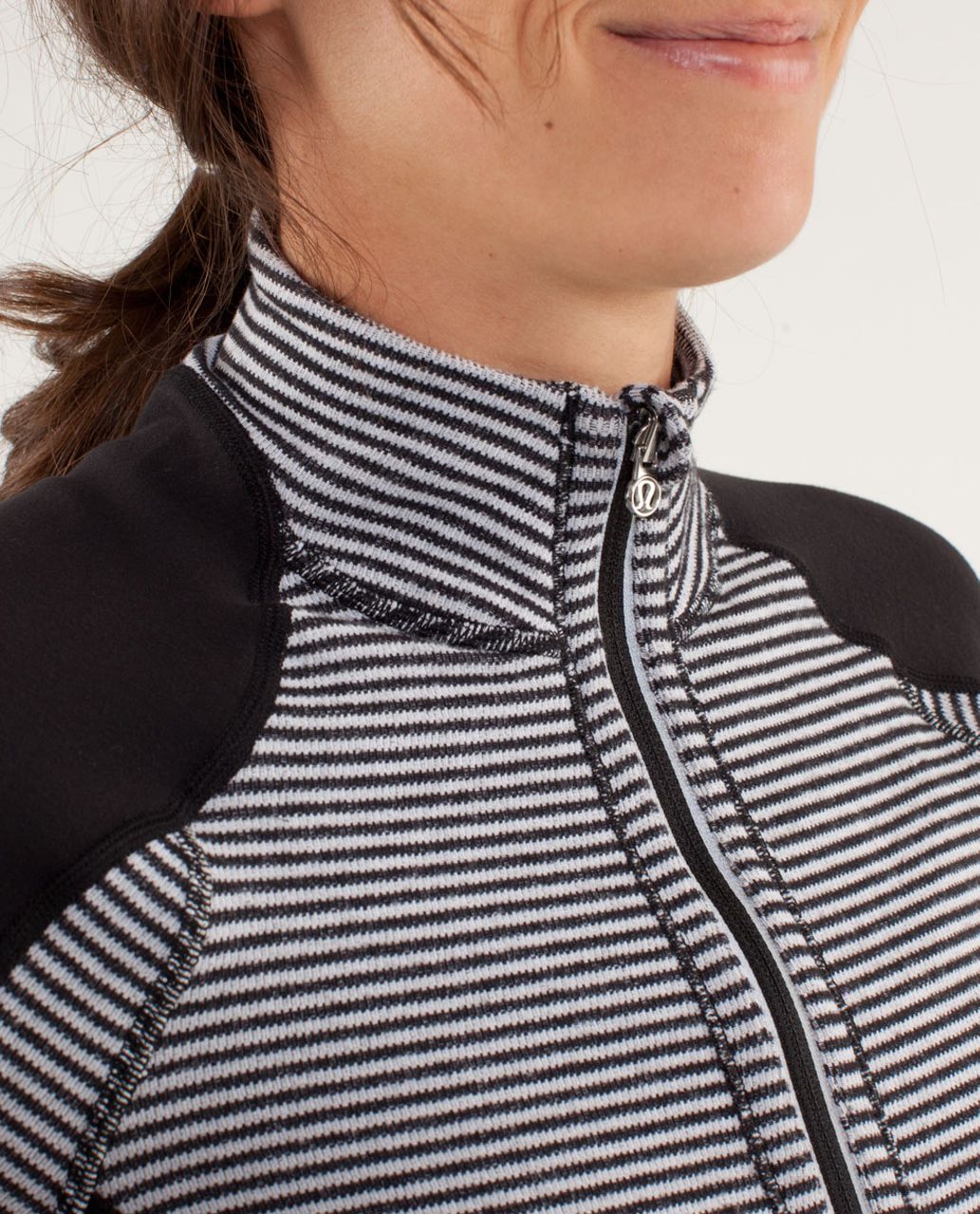 Lululemon Run:  U-Turn Pullover - Mini Check Pique Black White