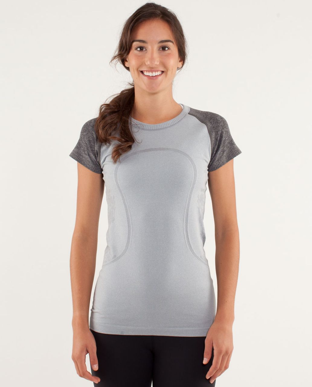 Lululemon Run:  Swiftly Tech Short Sleeve *Lace - Silver Slate / Black