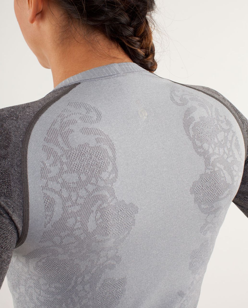 Lululemon Run:  Swiftly Tech Long Sleeve *Lace - Silver Slate / Black