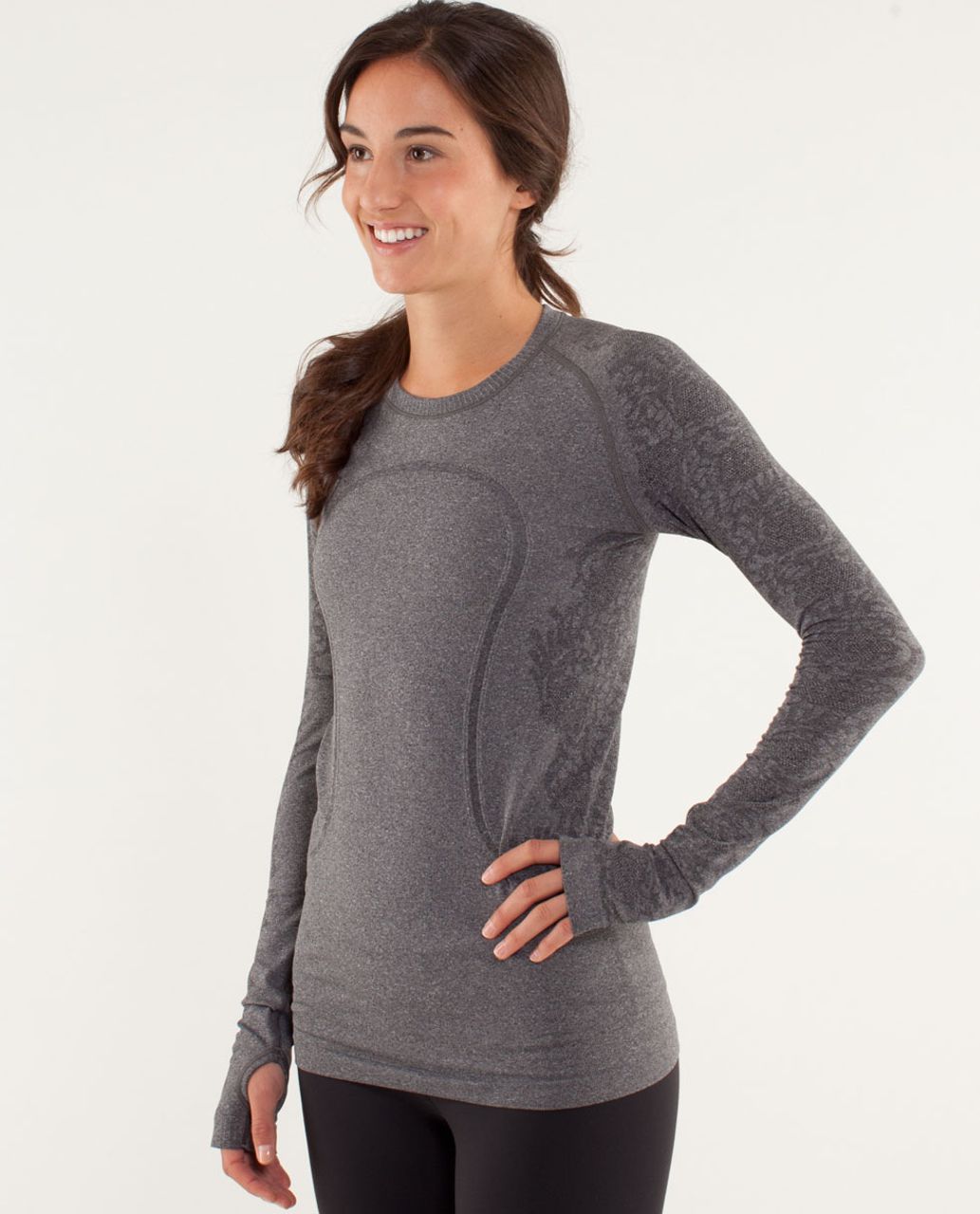 Lululemon Run:  Swiftly Tech Long Sleeve *Lace - Black