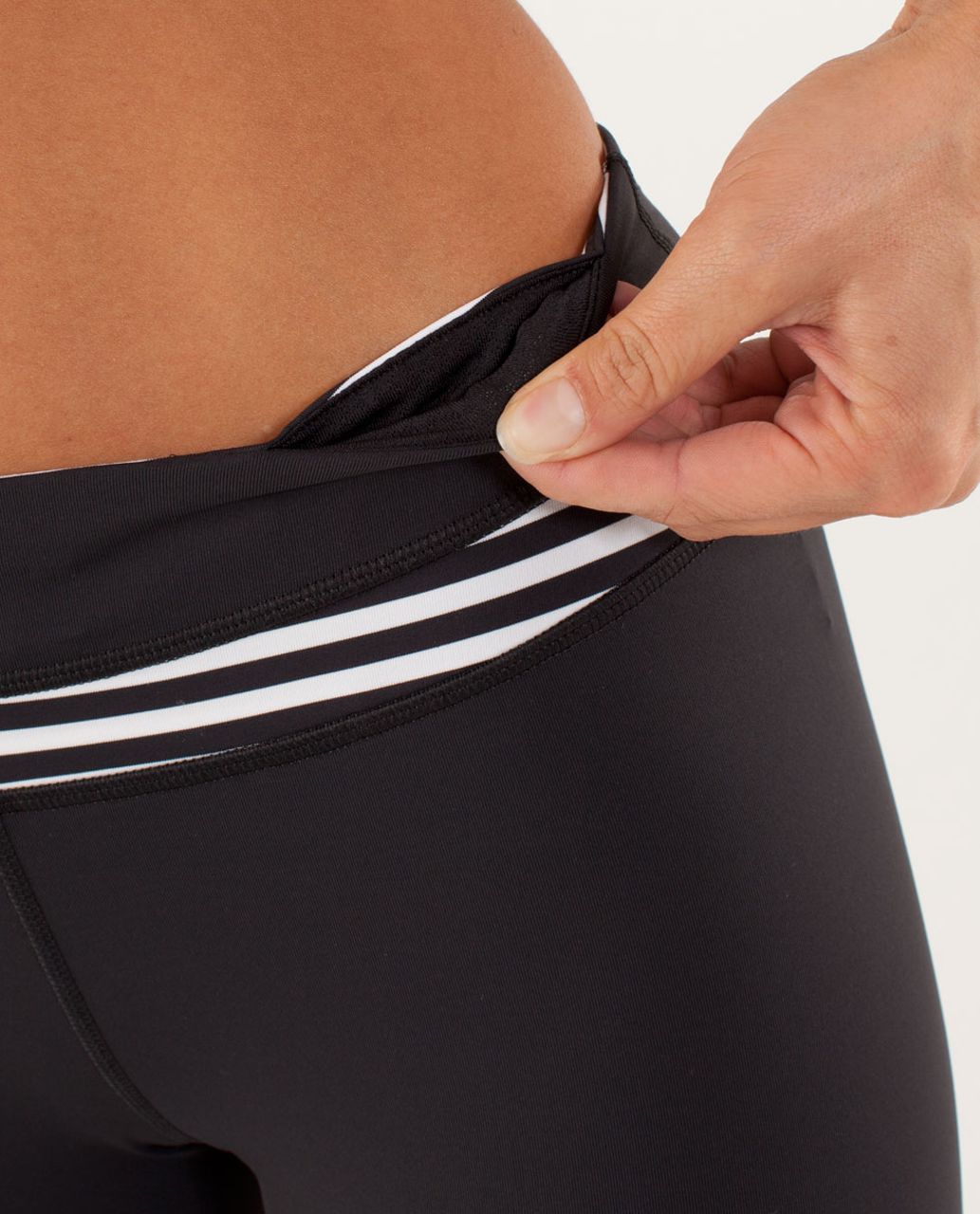 Lululemon Run:  Inspire Crop II - Black / Classic Stripe Black White / Black