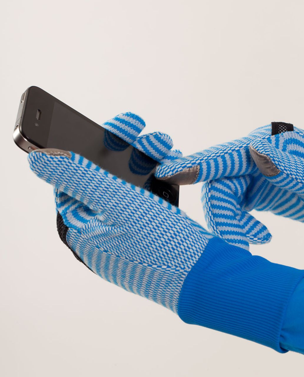 Lululemon Brisk Run Gloves - Mini Check Pique Beaming Blue Polar Cream