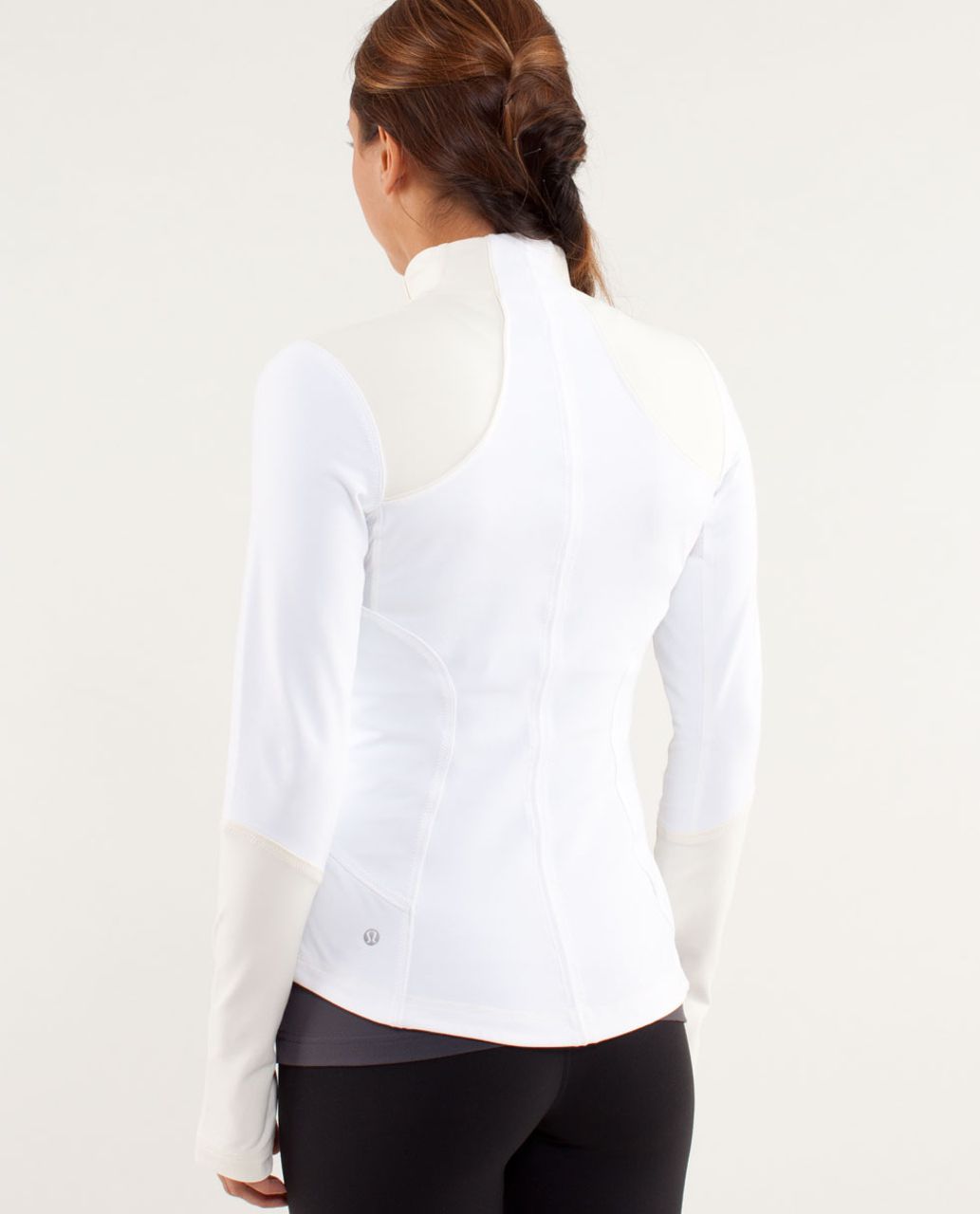 Lululemon white herringbone forme jacket heathered paris pink speed shorts  - Agent Athletica