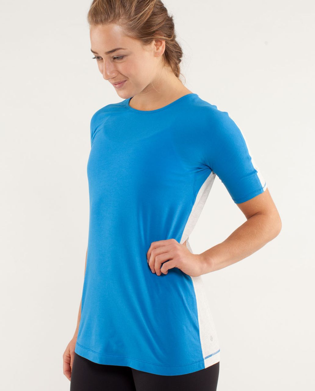 Lululemon Devotion Short Sleeve Tee - Beaming Blue / Heathered Polar Cream