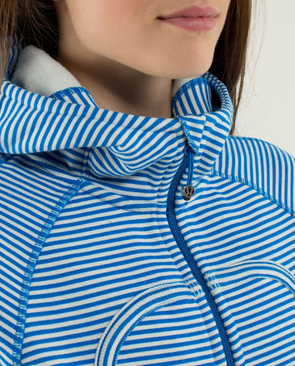 Lululemon athletica blue full zip striped Scuba Hoodie womens size 4 