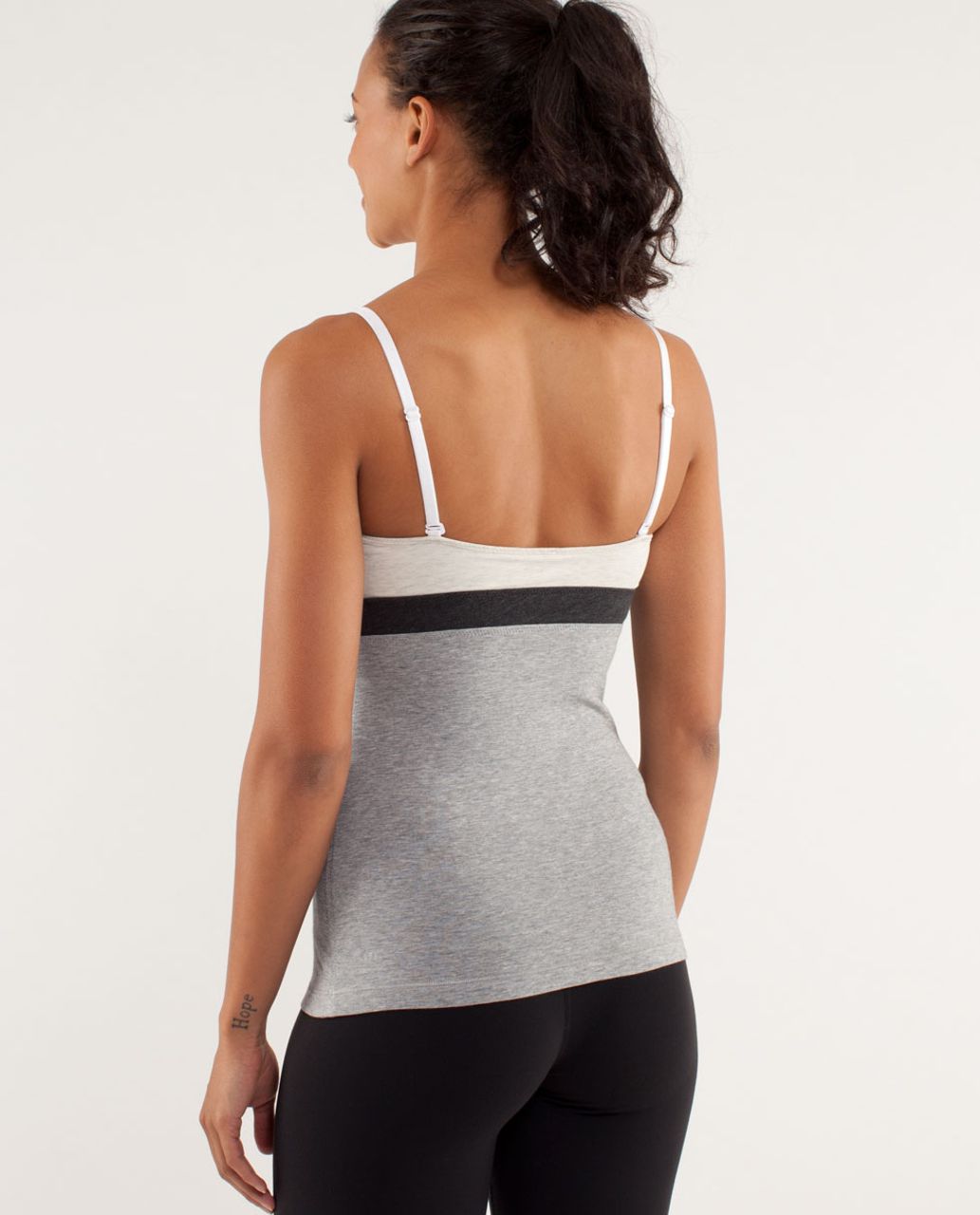 Lululemon Contentment Triangle Tank - Heathered Silver Slate / Heathered Polar Cream / Classic Stripe Black White / Black