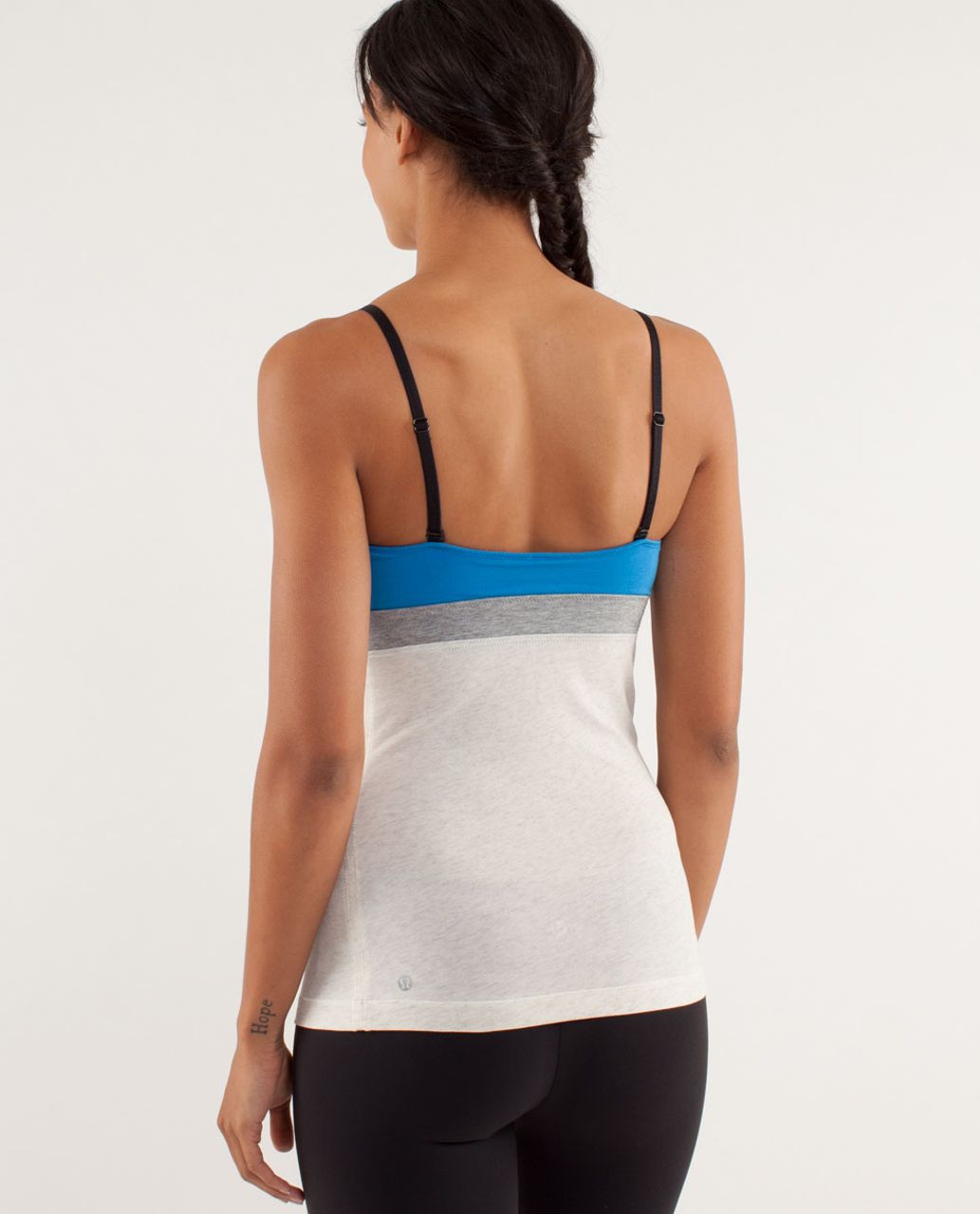 Lululemon Contentment Triangle Tank - Heathered Polar Cream / Beaming Blue / Classic Stripe Black White