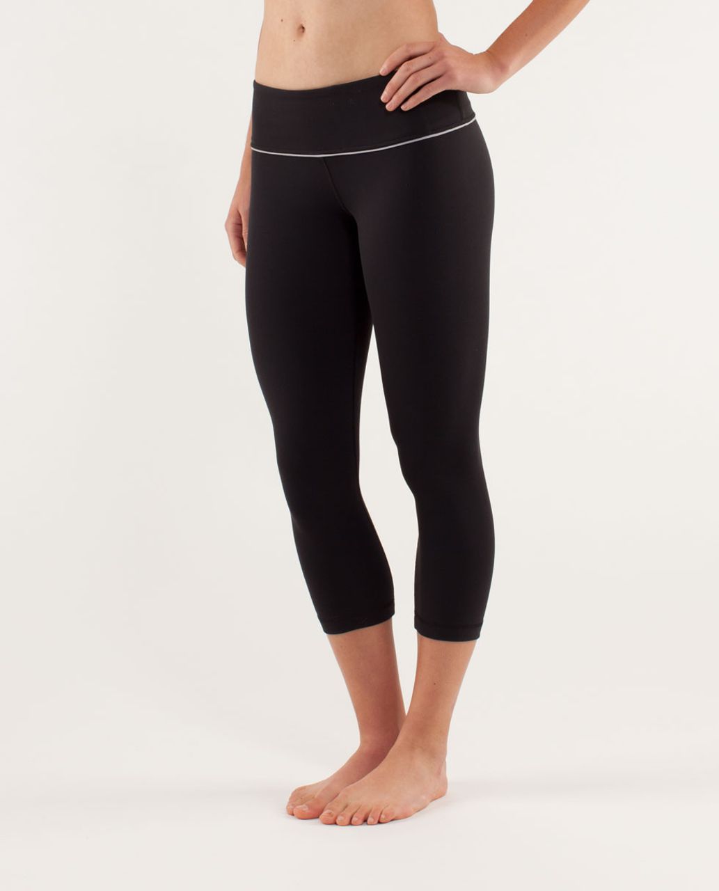 Lululemon Wunder Under 21 Crop Leggings Luon Variegated Knit Heathered  Black 6