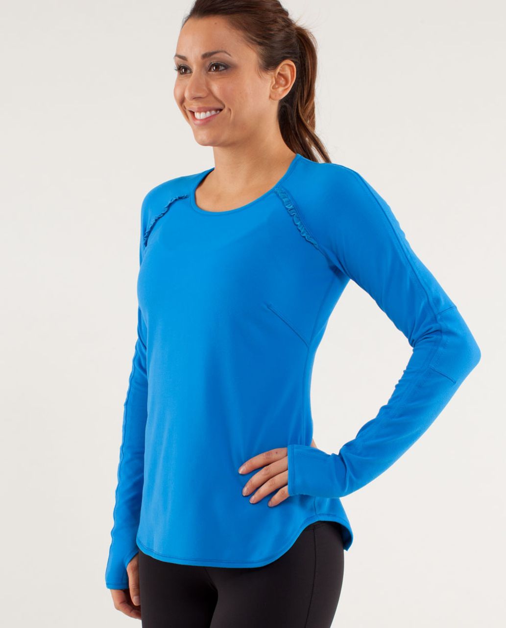 Lululemon Runder Under Long Sleeve *Silver - Beaming Blue - lulu fanatics