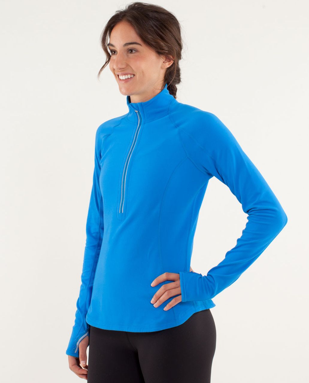 Lululemon Run:  U-Turn Pullover *Silver - Beaming Blue