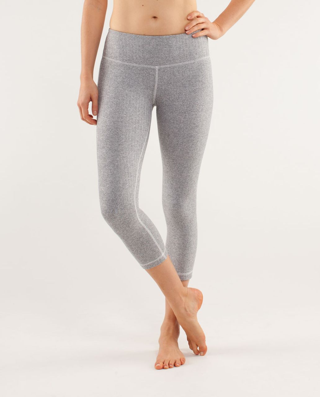 Lululemon Wunder Under Crop - Herringbone White Black