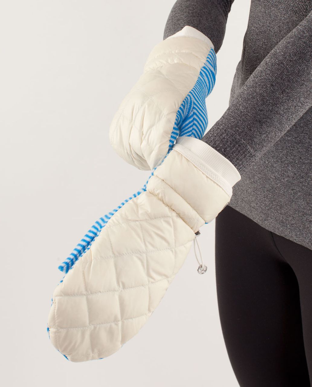 Lululemon What The Fluff Run Mittens - Polar Cream / Beaming Blue / Polar Cream