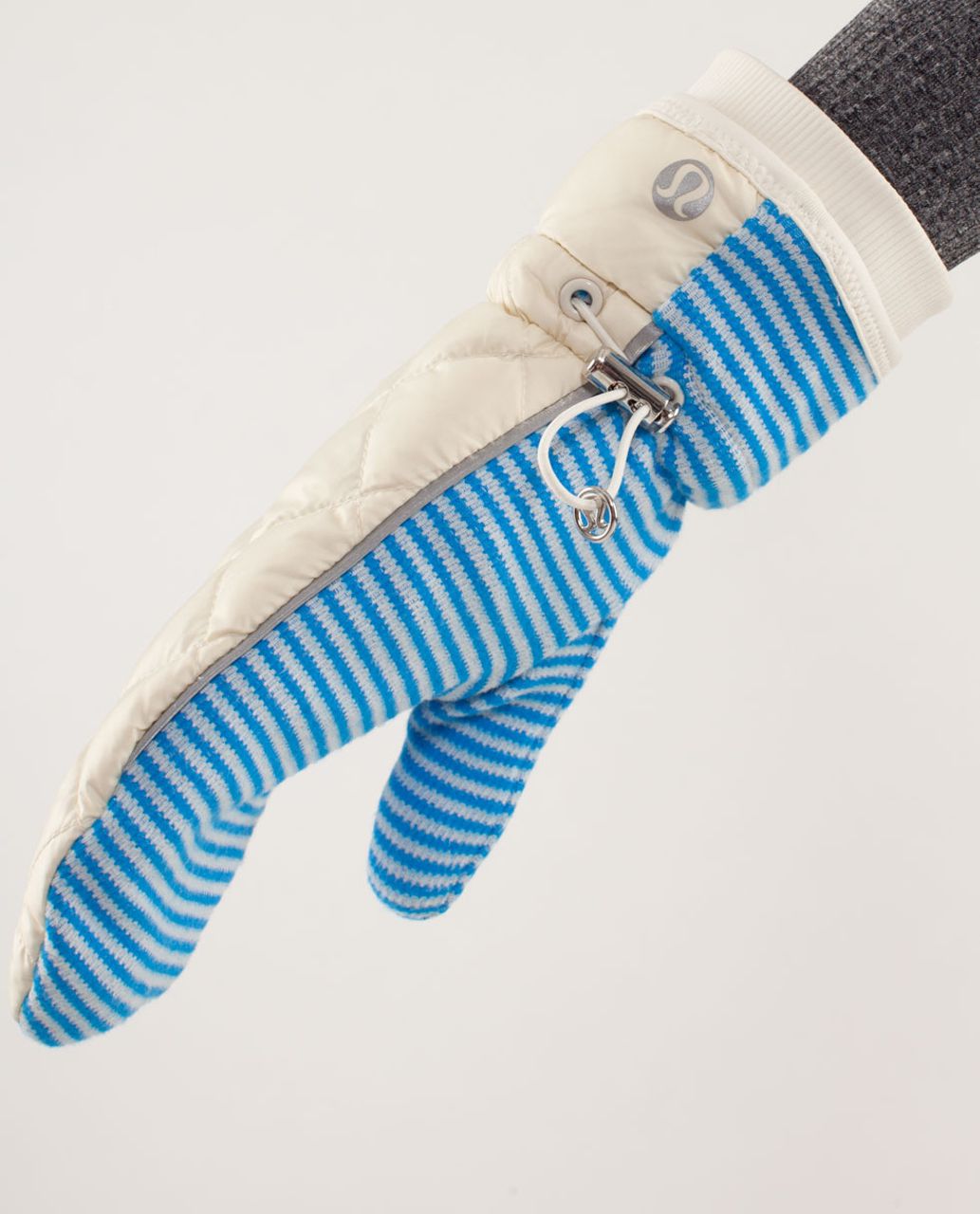 Lululemon What The Fluff Run Mittens - Polar Cream / Beaming Blue / Polar Cream