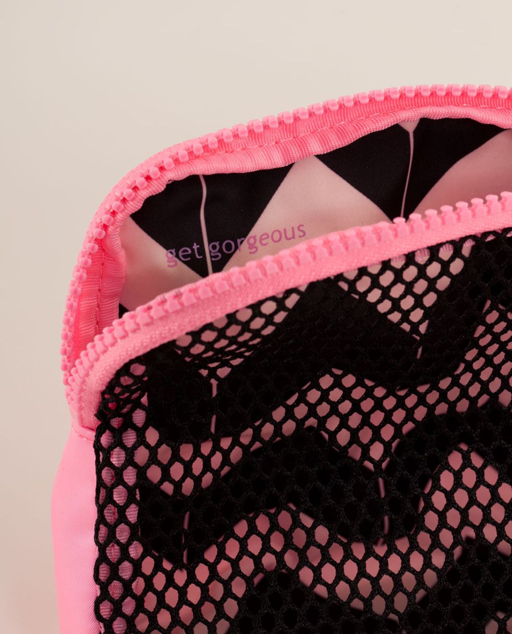 Victoria's Secret Black Mesh and Plastic Tote with Zipper