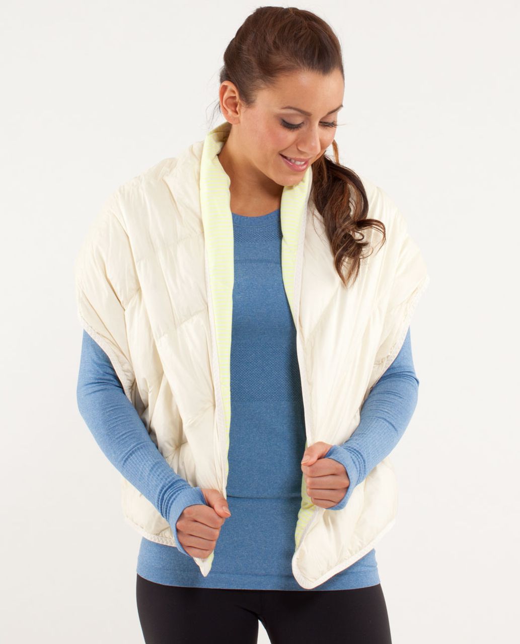 Lululemon What The Fluff Scarf - Polar Cream / Slope Stripe Polar Cream Clarity Yellow