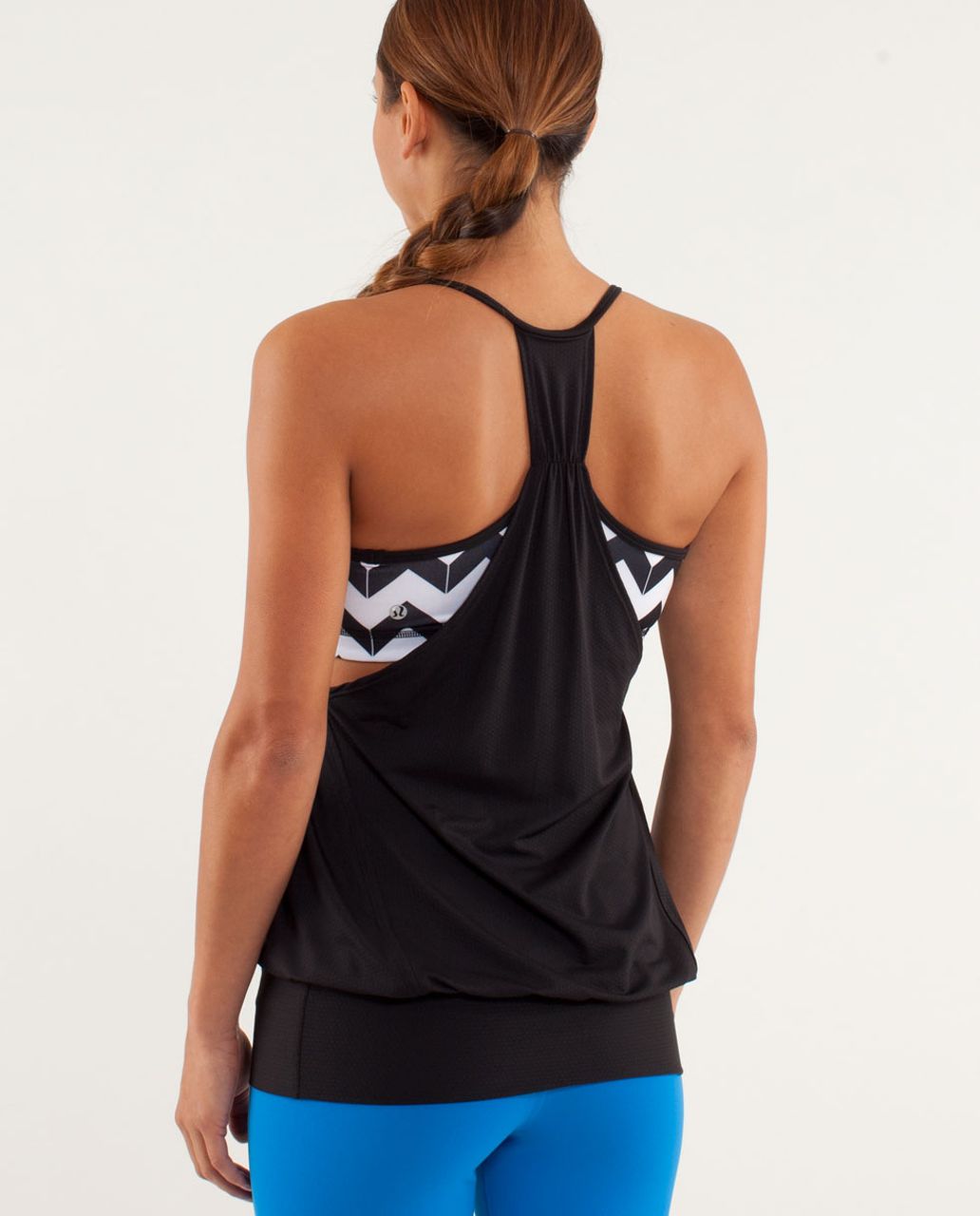 LULULEMON No Limits Tank ~ Built in Bra ~ Black and Pink ~ Size small