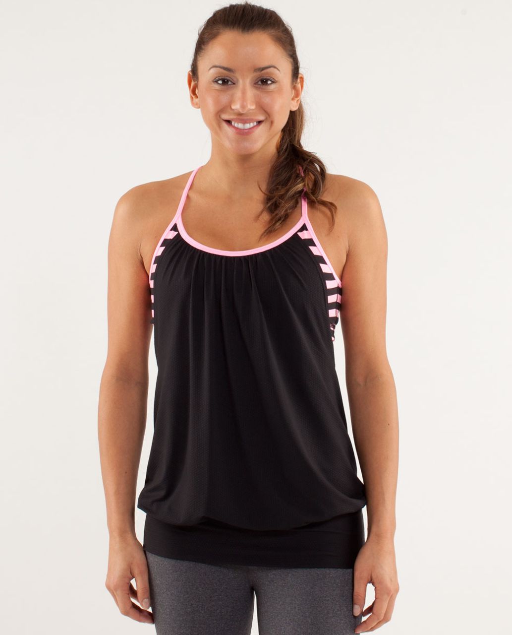 Lululemon No Limits Tank - Black / Sea Stripe Printed Pink Shell Black / Pink Shell