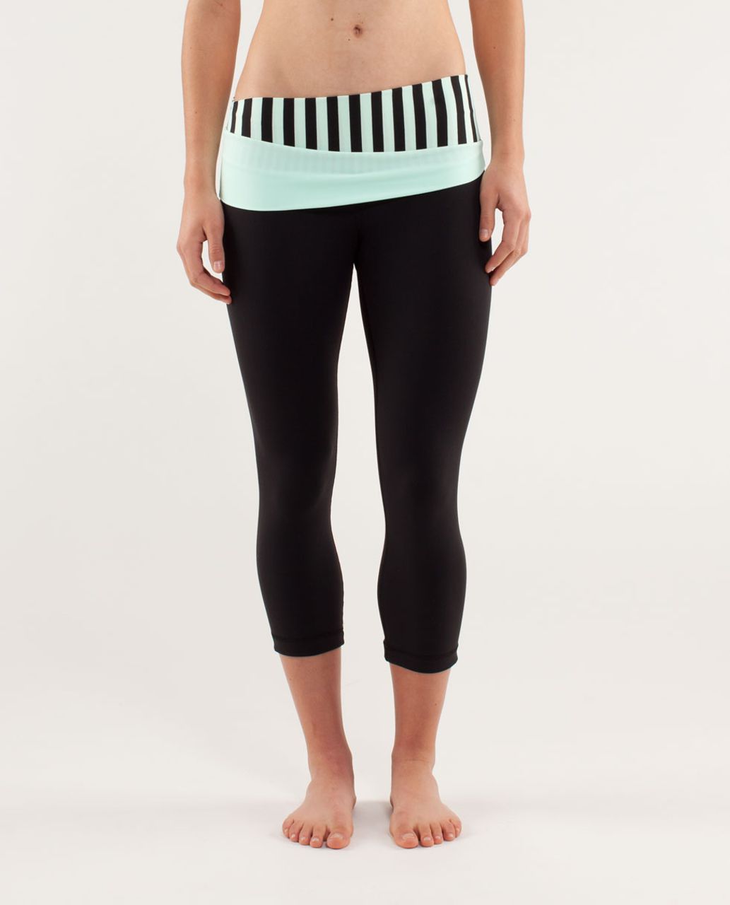 Lululemon Astro Wunder Under Crop - Black / Sea Stripe Mint Moment Black /  Mint Moment - lulu fanatics