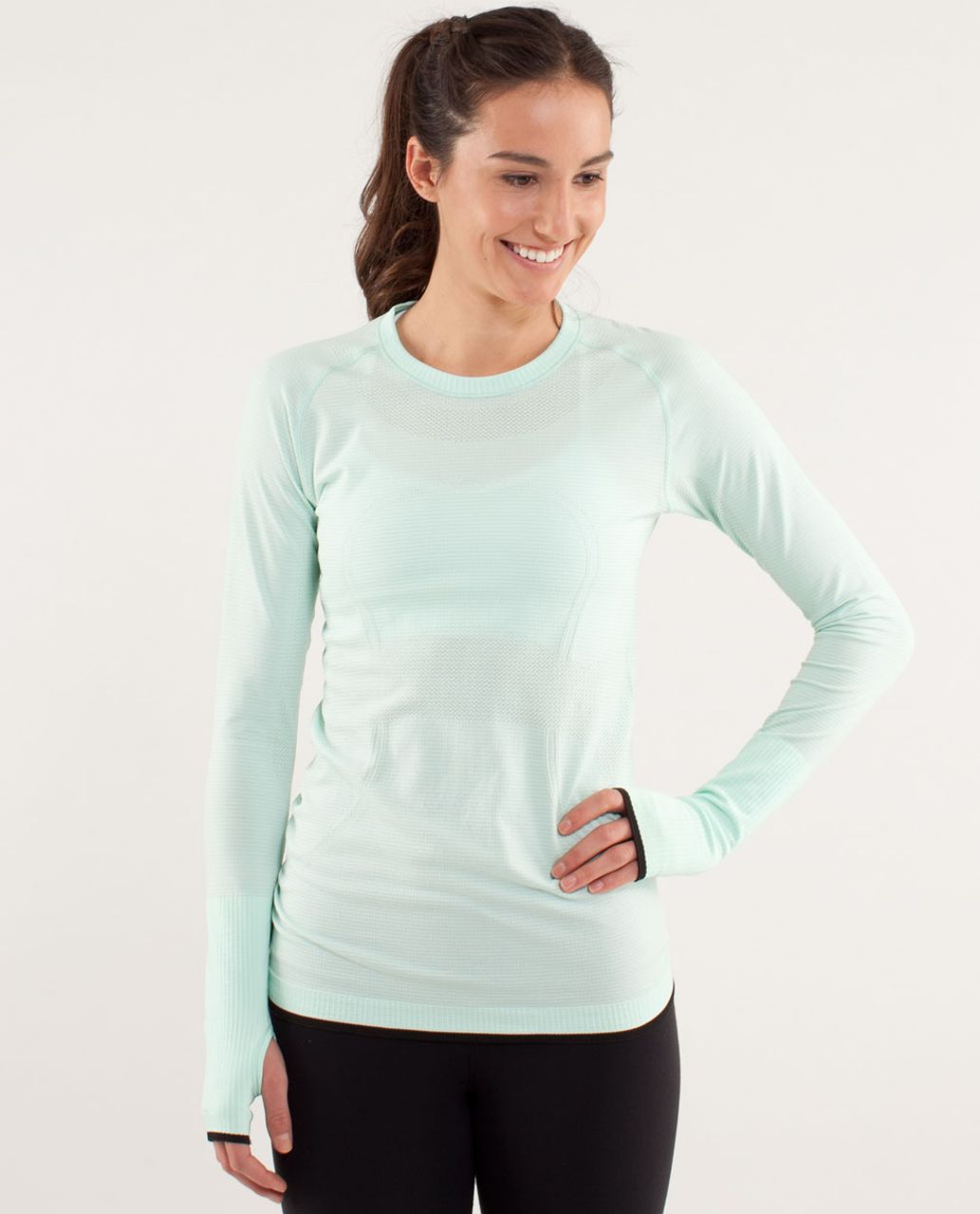 Lululemon Run: Swiftly Tech Long Sleeve - Mint Moment / Black