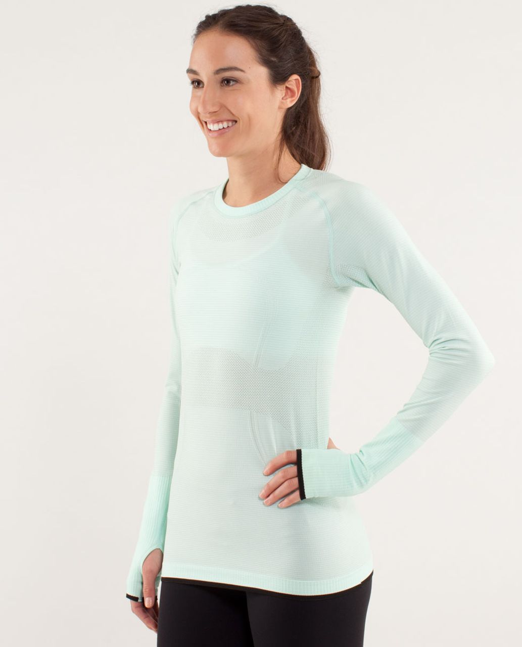 Lululemon Run:  Swiftly Tech Long Sleeve - Mint Moment / Black