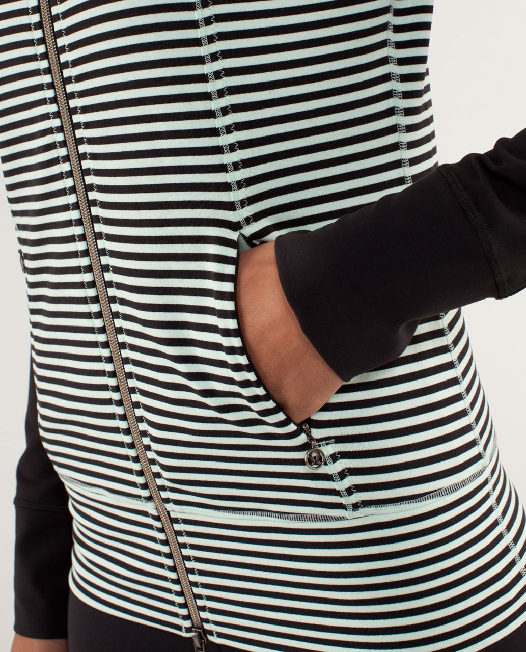 Lululemon Daily Yoga Jacket - Classic Stripe Mint Moment Black / Black -  lulu fanatics