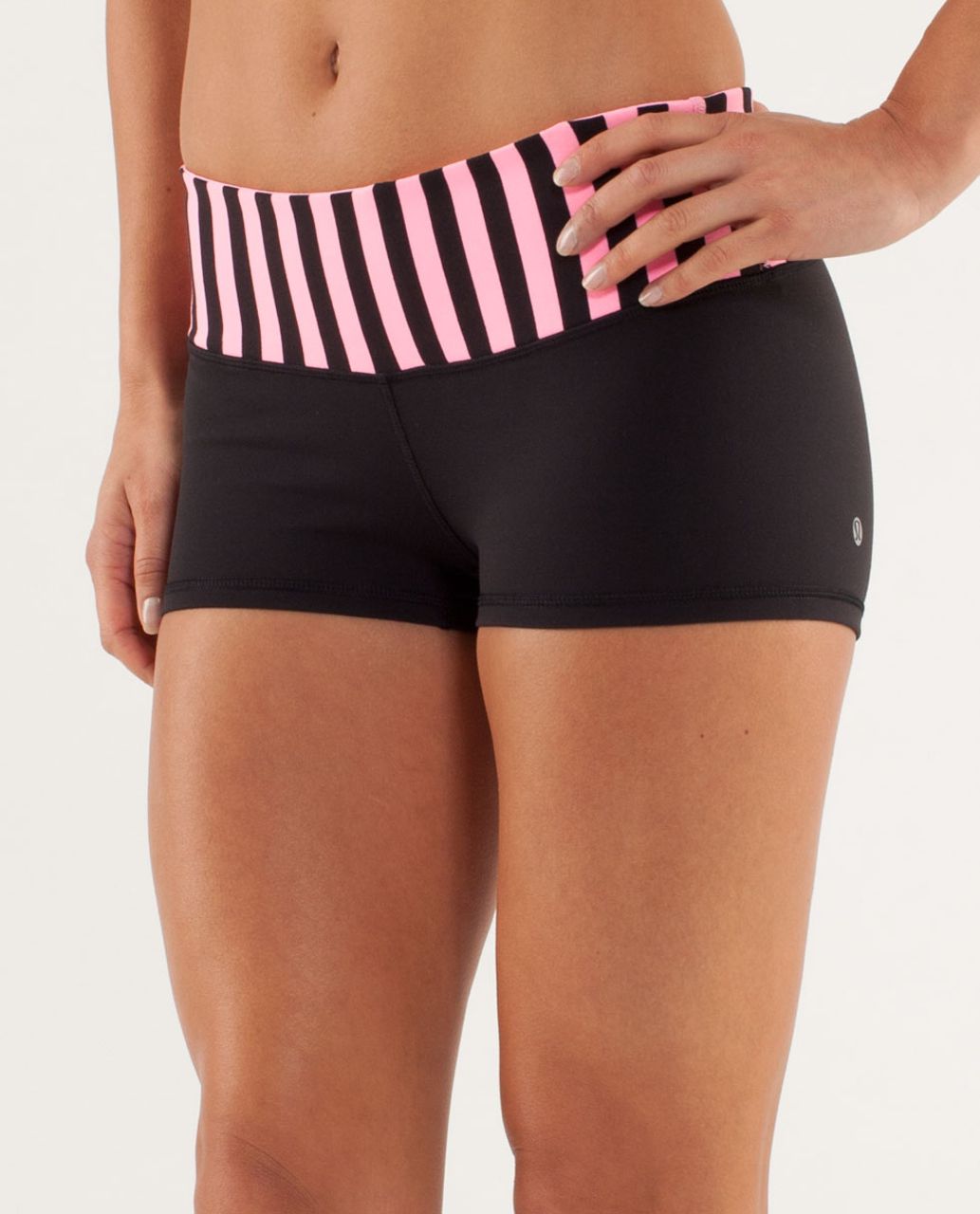 Lululemon Boogie Short - Black / Sea Stripe Pink Shell / Pink Shell