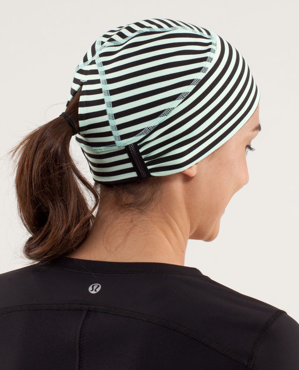 Lululemon Brisk Run Toque - Classic Stripe Mint Moment Black / Mint Moment