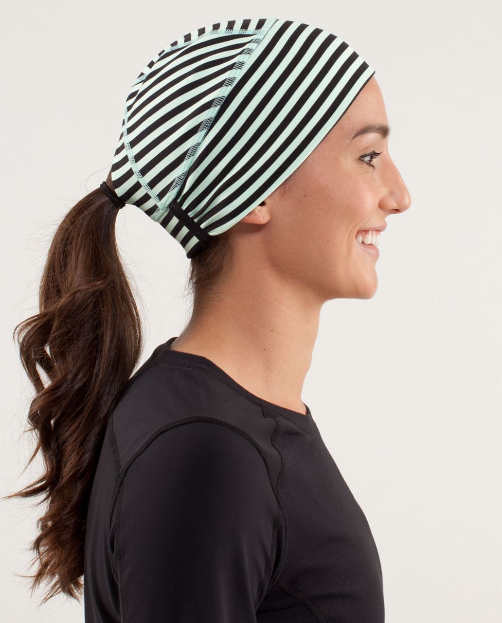 Lululemon Brisk Run Toque - Classic Stripe Mint Moment Black / Mint Moment