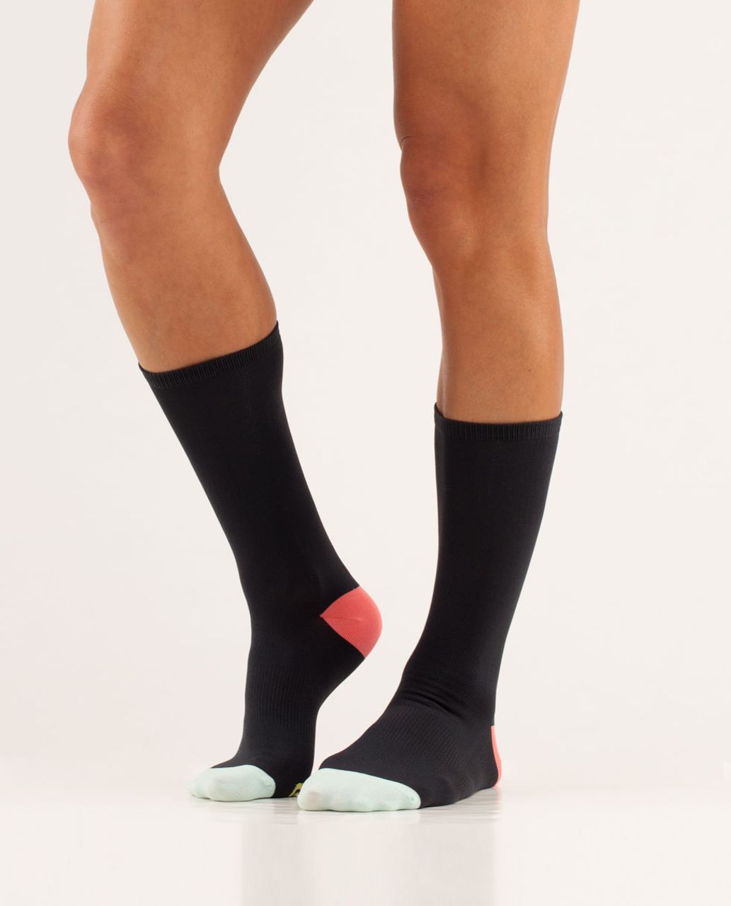 Lululemon Women's Run For A Latte Sock - Colour Block Black Mint Moment