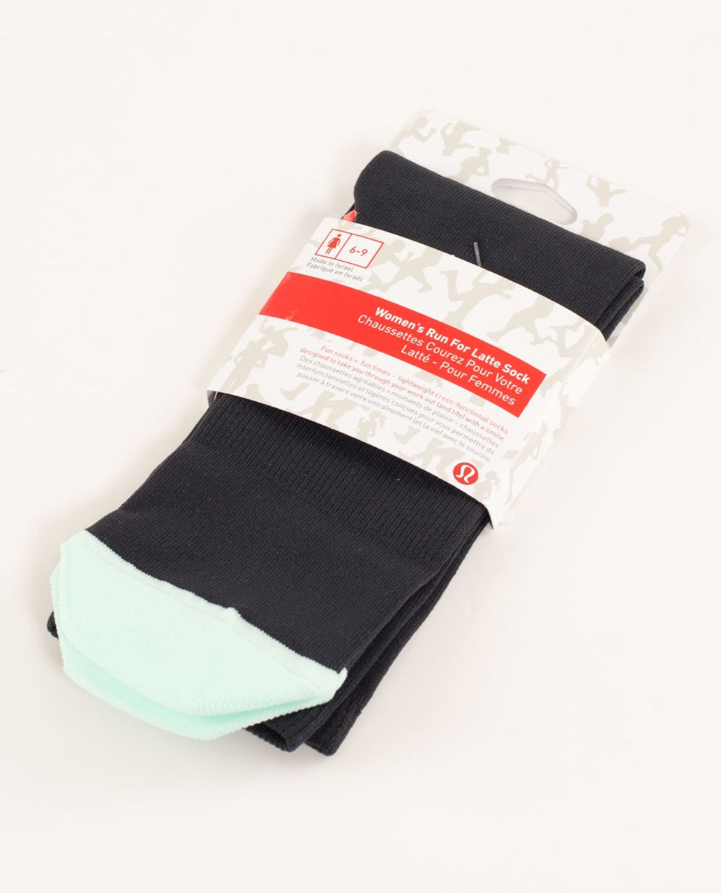 Lululemon Women's Run For A Latte Sock - Colour Block Black Mint Moment