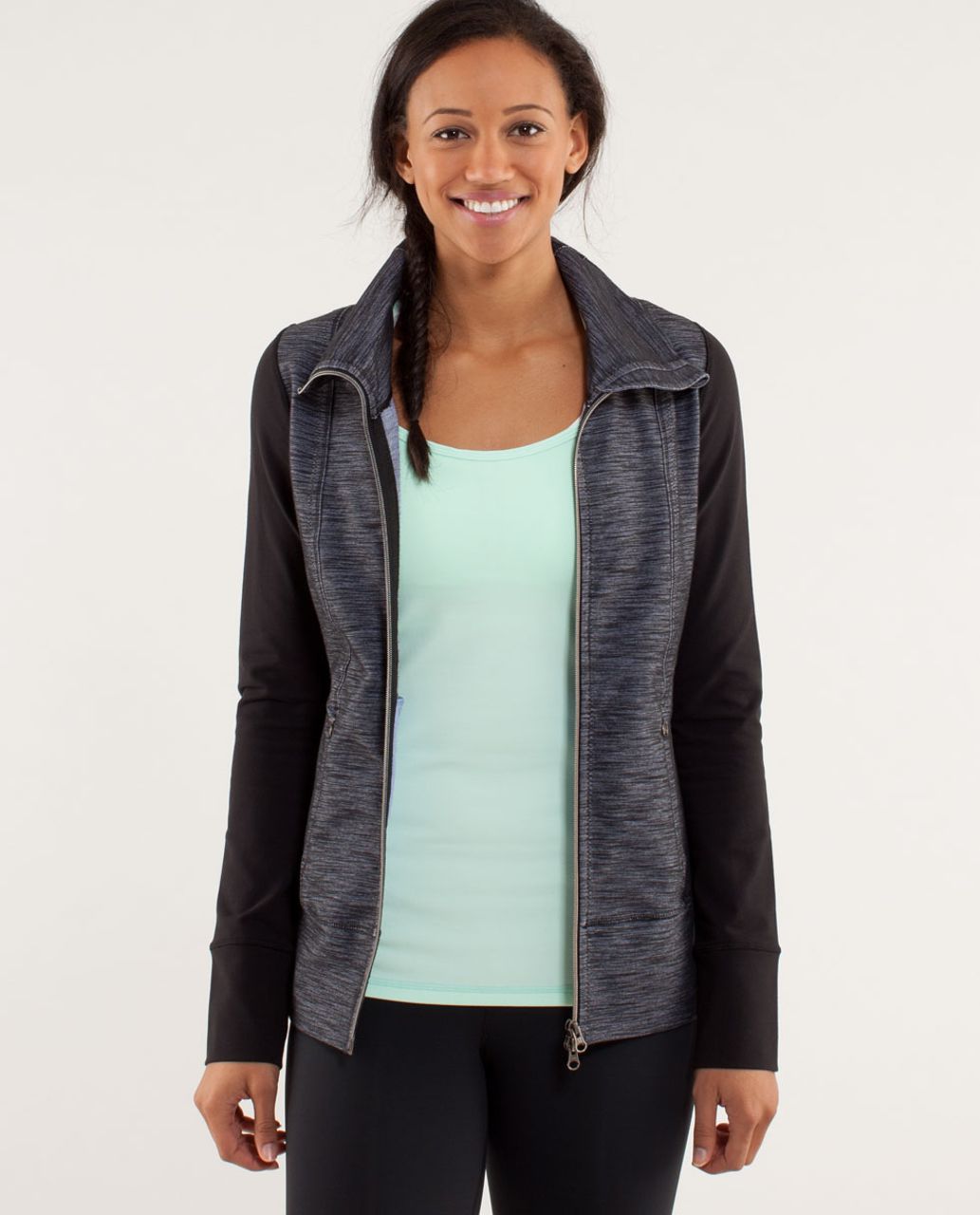 Lululemon Daily Yoga Jacket - Coco Pique Black / Black - lulu fanatics