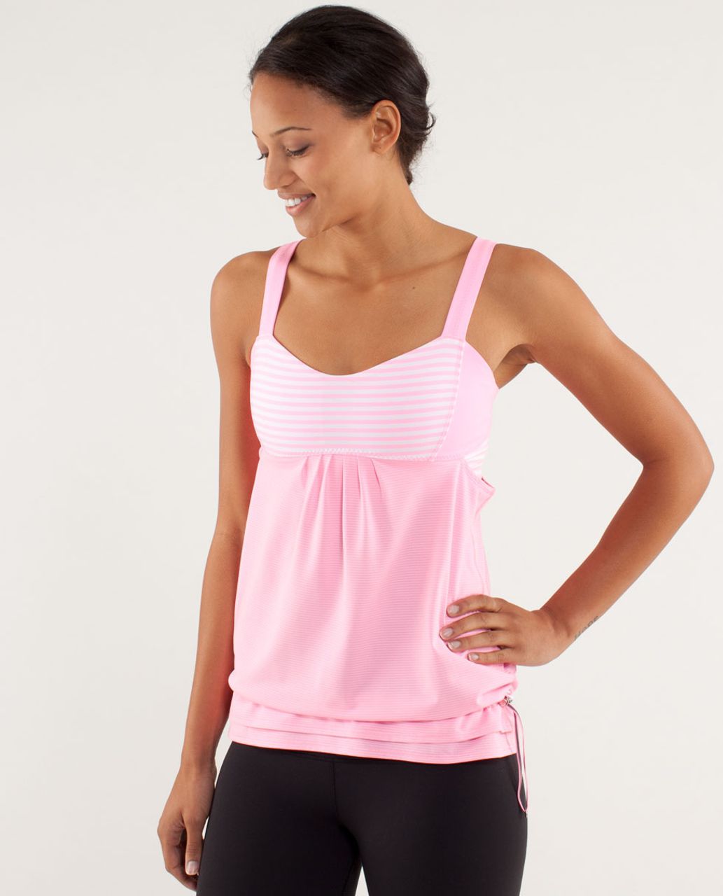 Lululemon Run:  Back On Track Tank - Pink Shell / Classic Stripe White Pink Shell