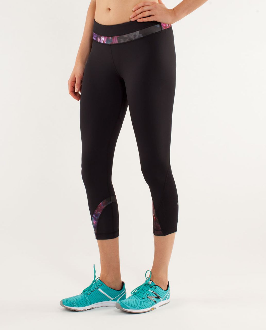 Lululemon Run:  Inspire Crop II - Black / Spring Has Sprung Multi