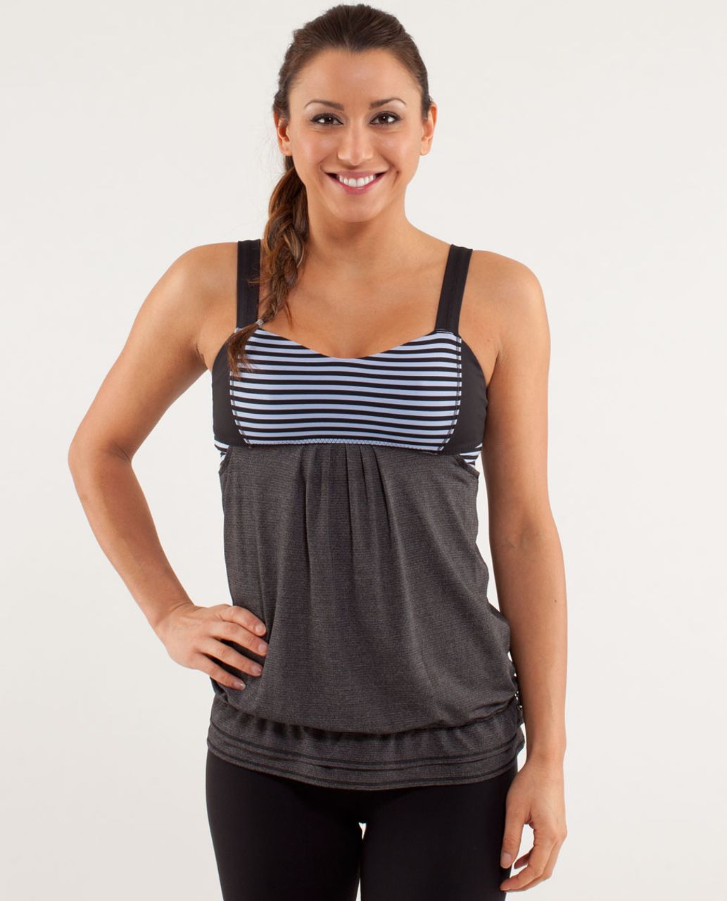 Lululemon Run:  Back On Track Tank - Black / Classic Stripe Polar Haze Black