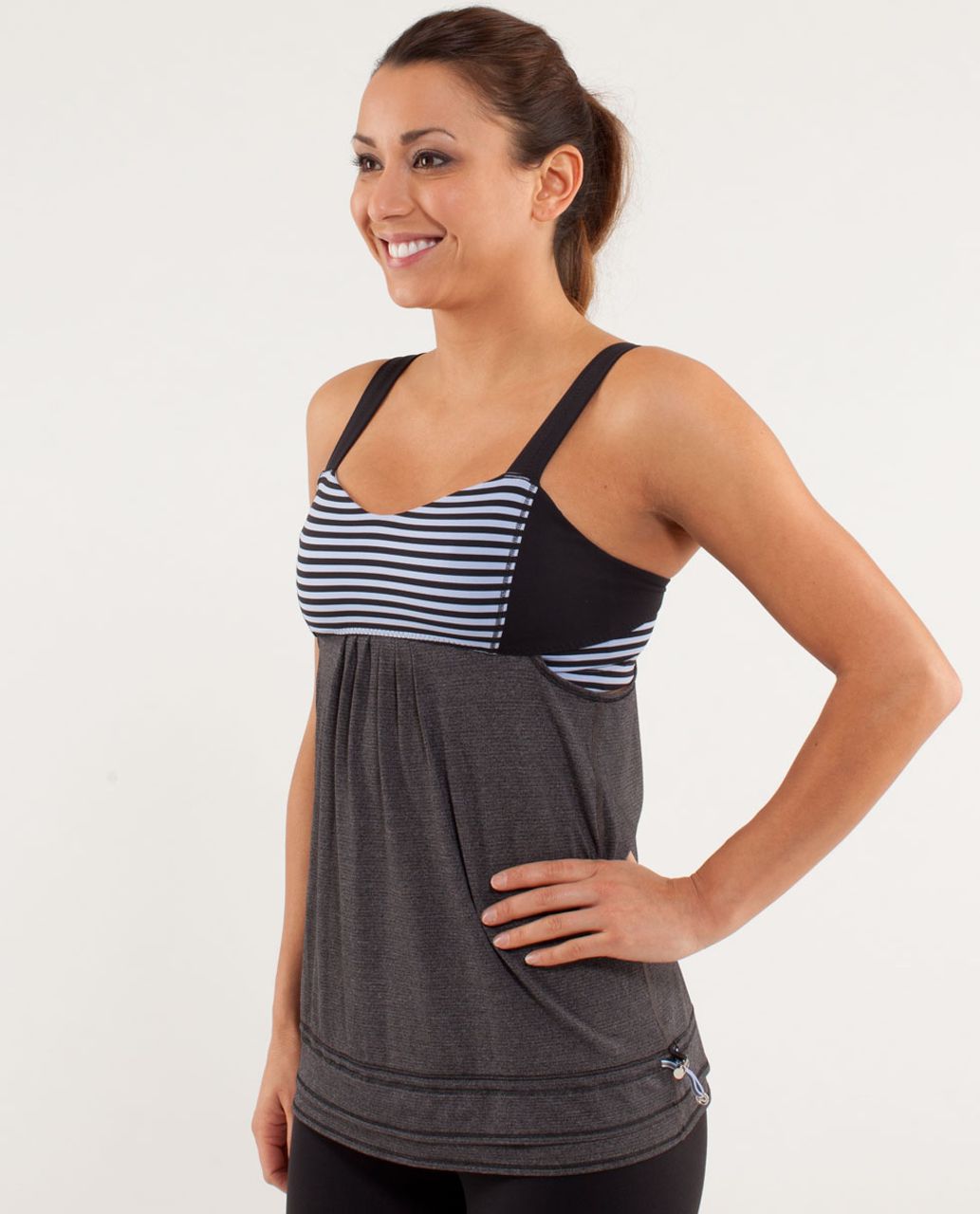 Lululemon Run:  Back On Track Tank - Black / Classic Stripe Polar Haze Black