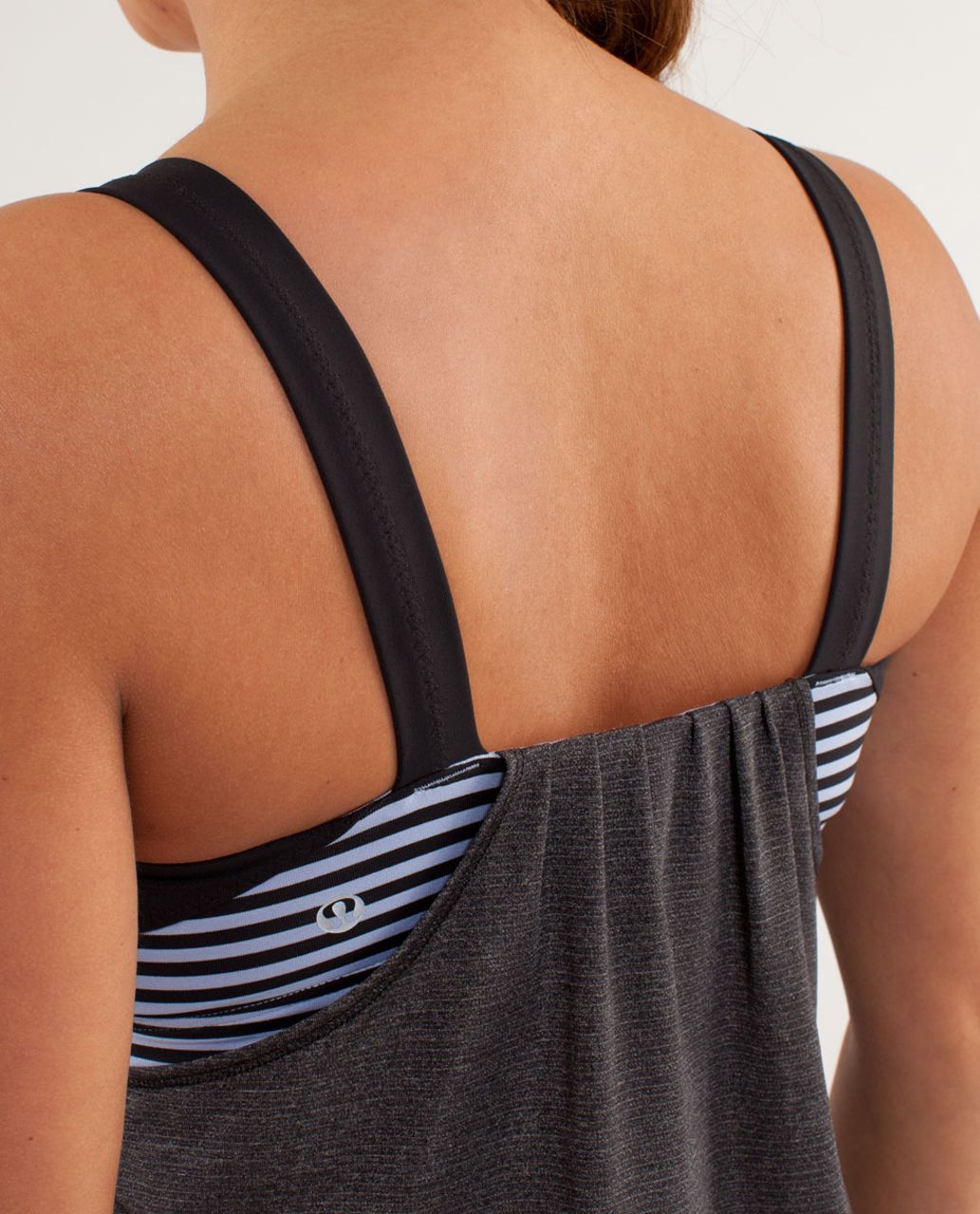 Lululemon Run:  Back On Track Tank - Black / Classic Stripe Polar Haze Black