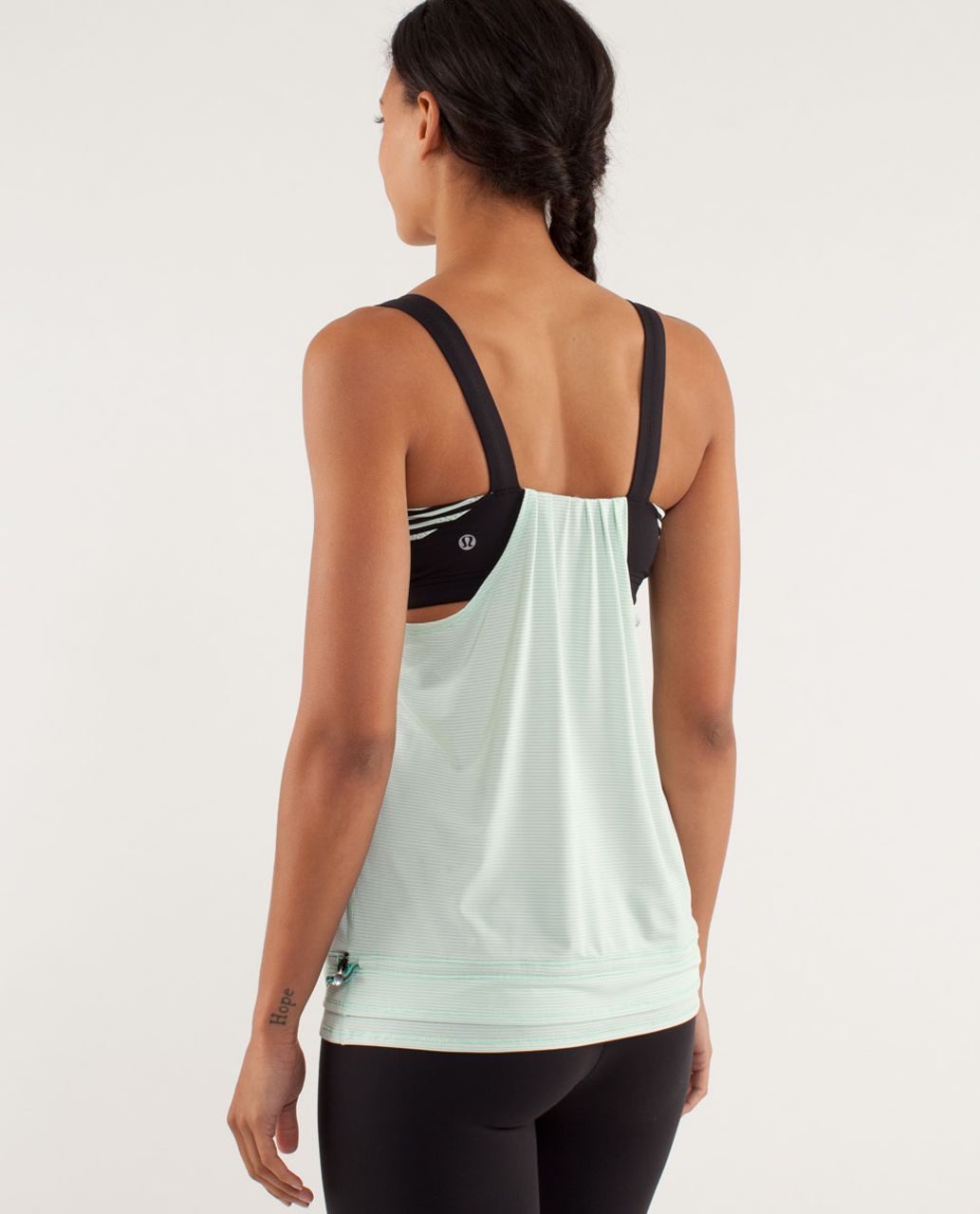 Lululemon Run:  Back On Track Tank - Mint Moment / Black / Classic Stripe Mint Moment