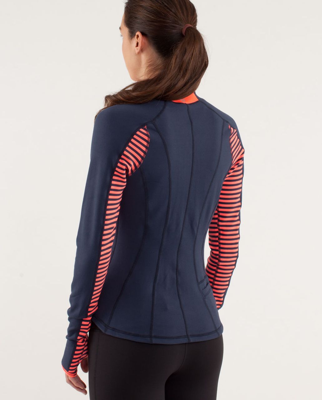 Lululemon Run:  U-Turn Pullover - Light Flare / Inkwell / Classic Stripe Light Flare Inkwell