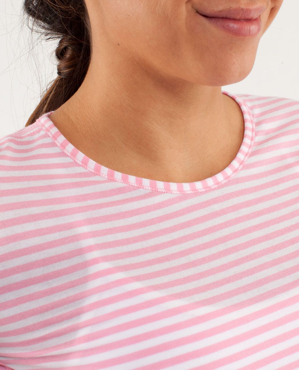 Lululemon Devotion Short Sleeve Tee - Classic Stripe White Pink Shell / Pink Shell