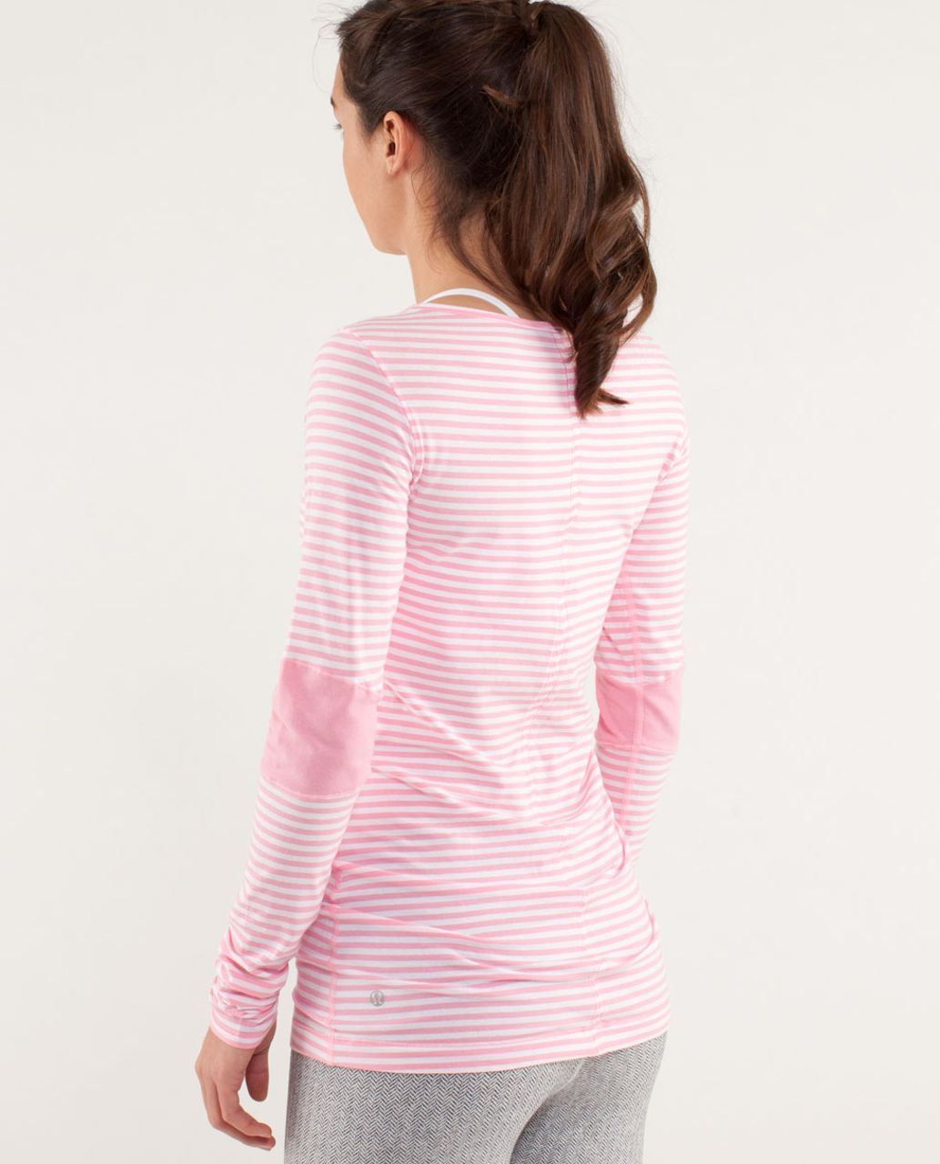 Lululemon Devotion Long Sleeve Tee - Classic Stripe White Pink Shell / Pink Shell