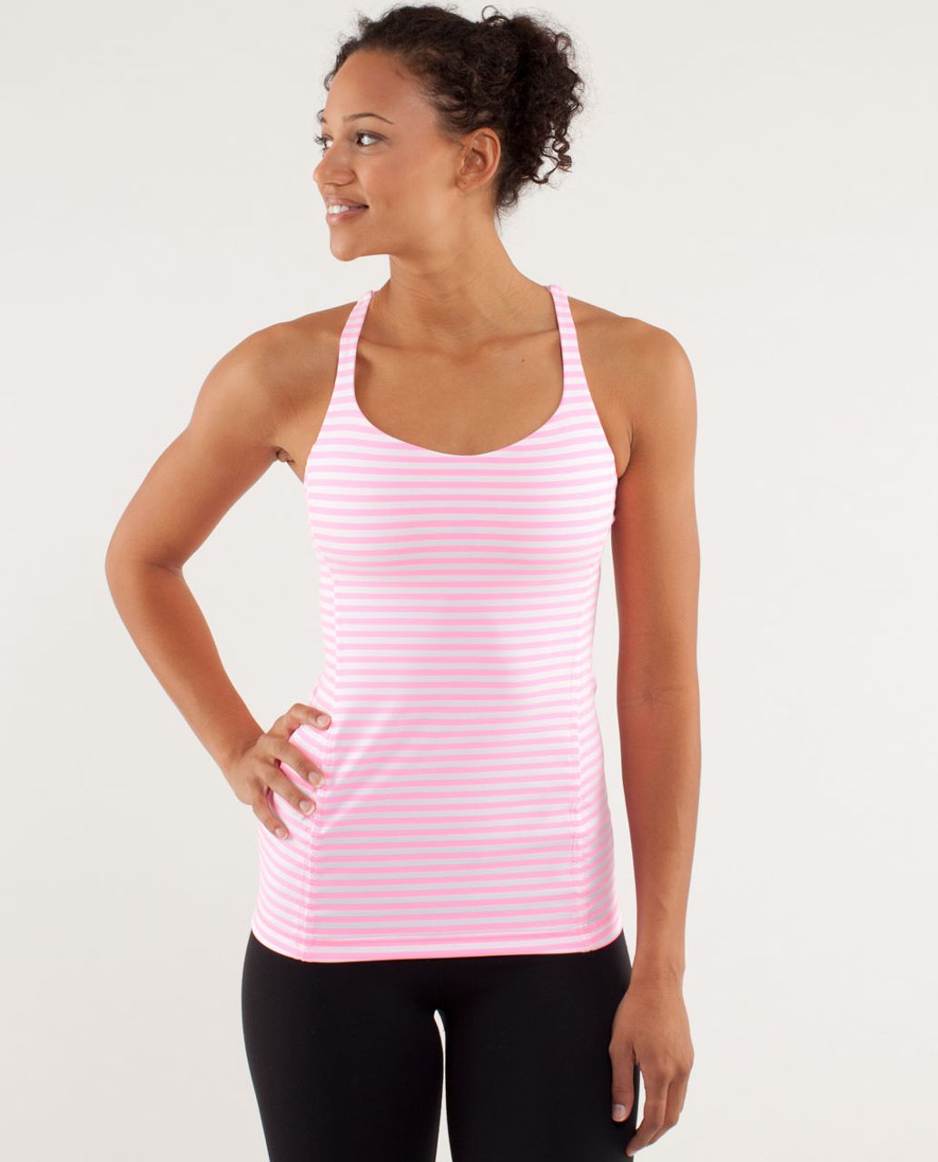 Lululemon Free To Be Tank - Classic Stripe White Pink Shell