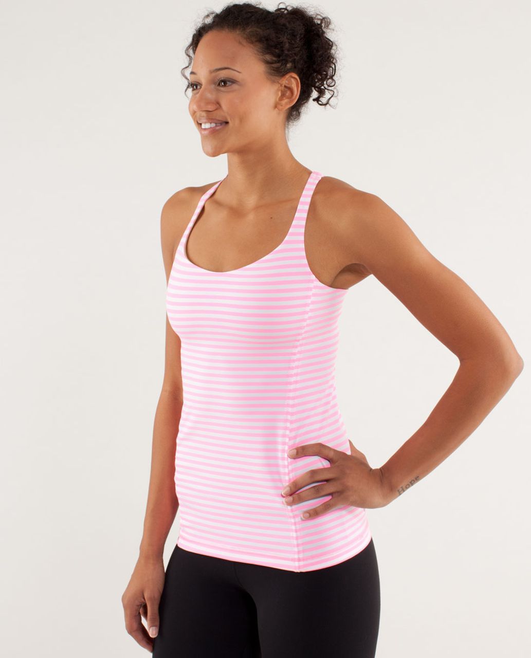 Lululemon Free To Be Tank - Classic Stripe White Pink Shell