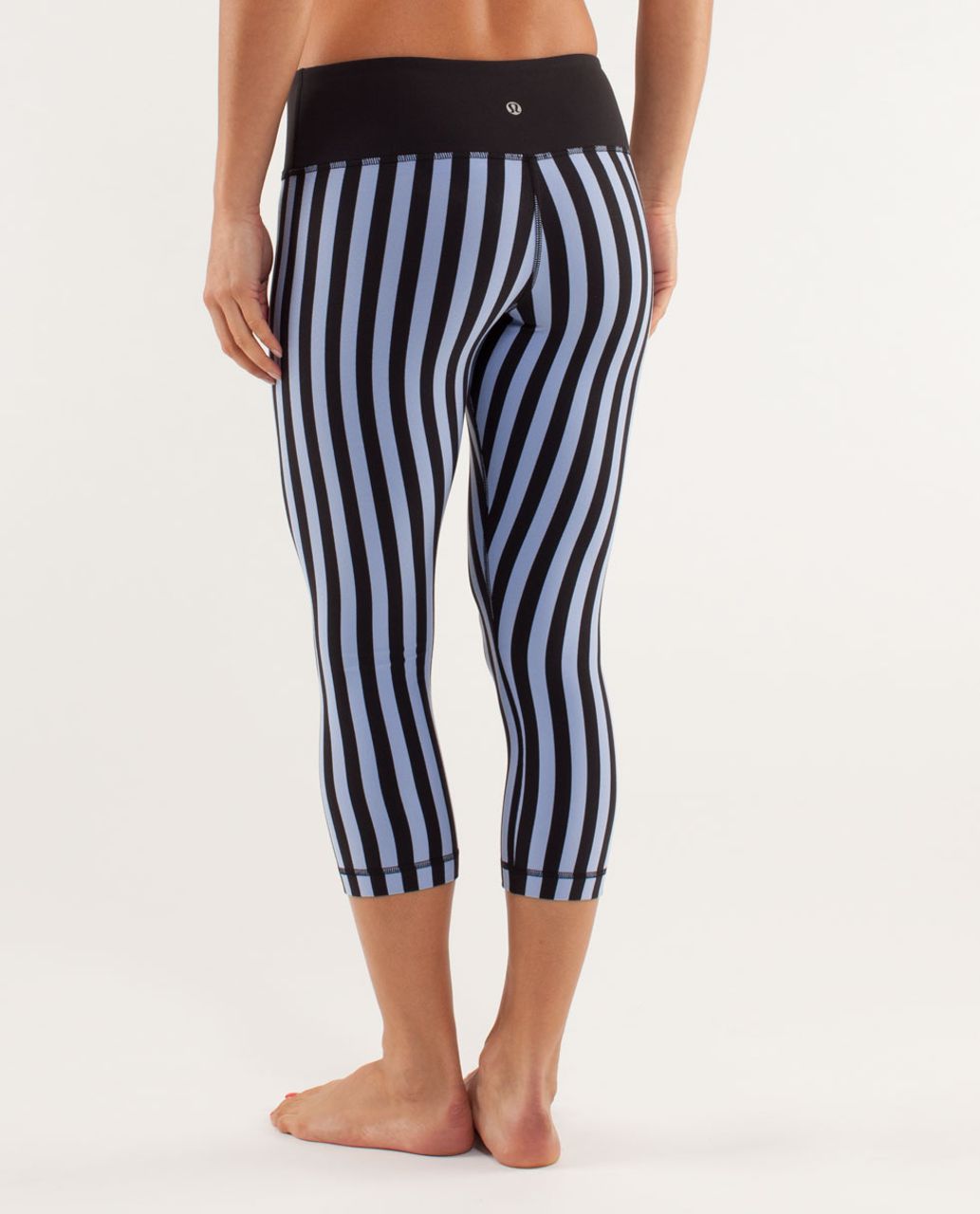 Lululemon Wunder Under Crop II - Narrow Bold Stripe Black Angel Wing /  Grapefruit - lulu fanatics