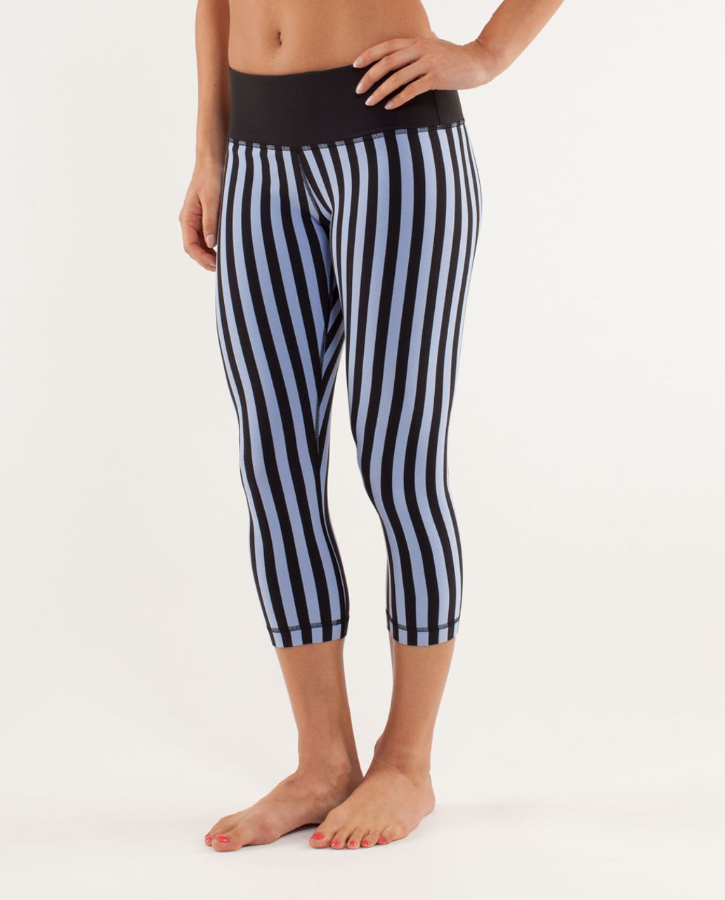 Lululemon Wunder Under Crop - Sea Stripe Polar Haze Black / Black