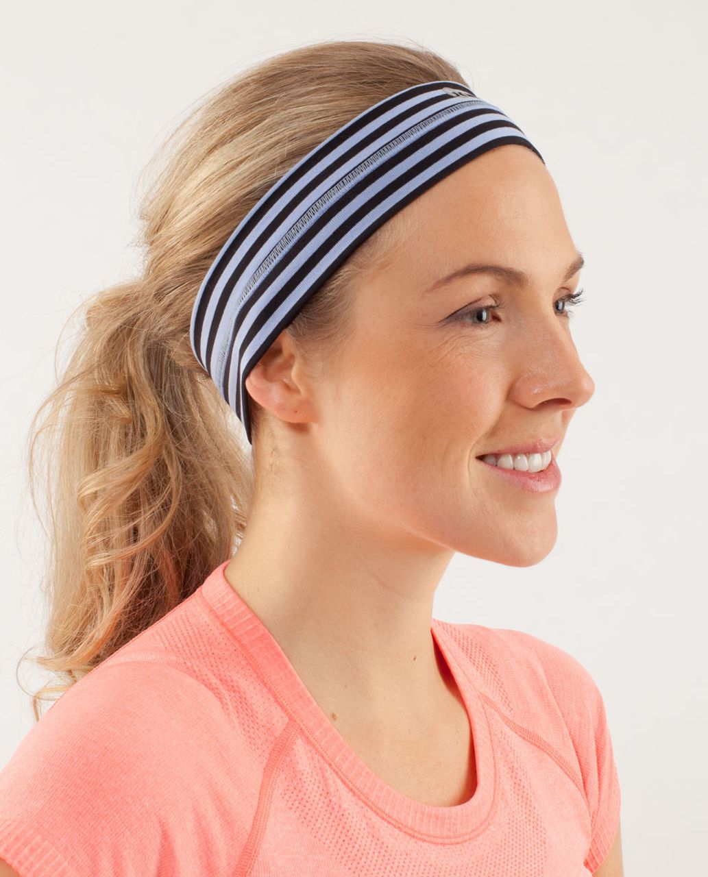 Lululemon Fly Away Tamer Headband - Classic Stripe Polar Haze Black