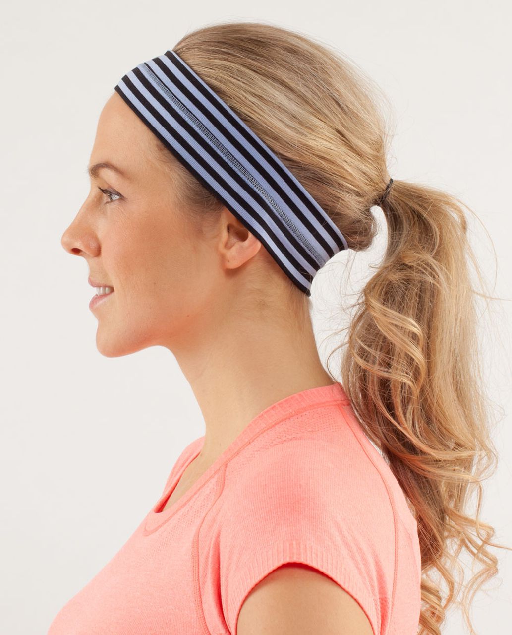 Lululemon Fly Away Tamer Headband - Classic Stripe Polar Haze Black