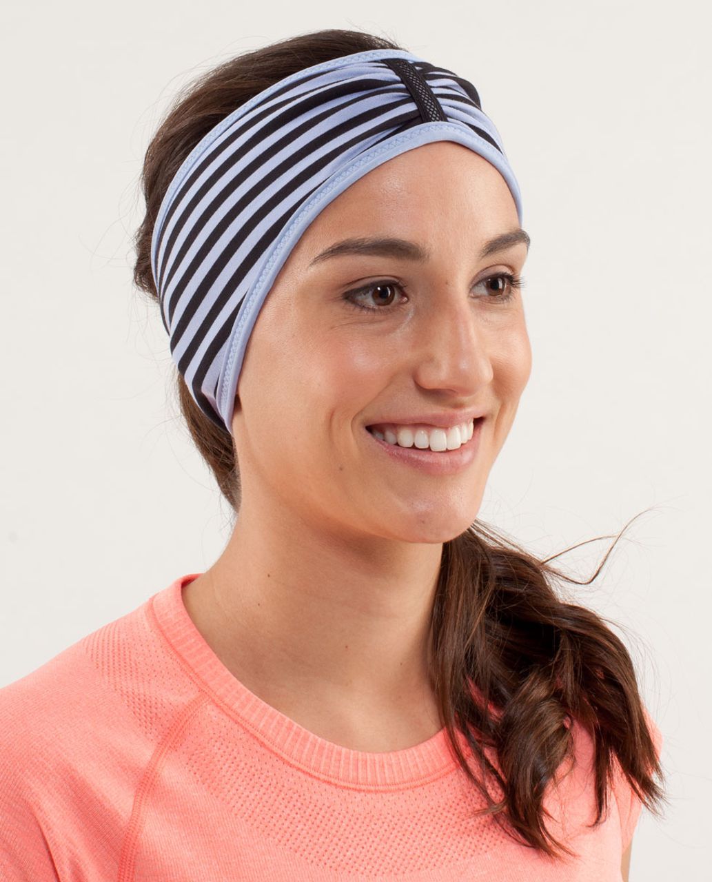 Lululemon Brisk Run Headband - Classic Stripe Polar Haze Black / Black