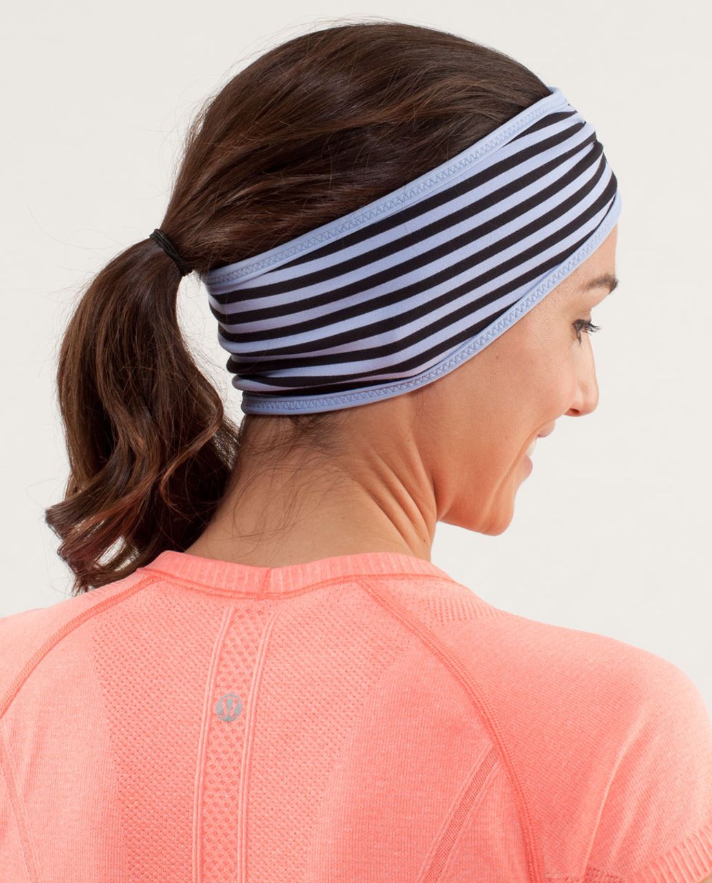 Lululemon Brisk Run Headband - Classic Stripe Polar Haze Black / Black