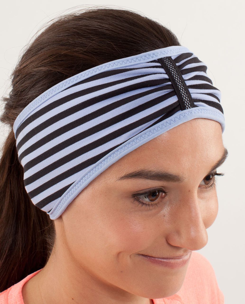 Lululemon Brisk Run Headband - Classic Stripe Polar Haze Black / Black